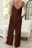 Lutaotie Fashion Living Solid Split Joint Spaghetti Strap Loose Jumpsuits