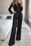 Lutaotie Fashion Elegant Turndown Collar Straight Jumpsuits(3 Colors)