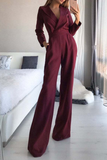 Lutaotie Fashion Elegant Turndown Collar Straight Jumpsuits(3 Colors)