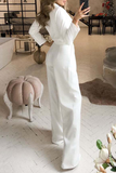 Lutaotie Fashion Elegant Turndown Collar Straight Jumpsuits(3 Colors)