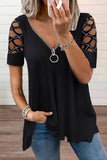 Lutaotie Fashion Casual Solid Patchwork V Neck T-Shirts