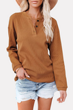 lutaotie Solid Buckle O Neck Tops