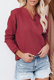 lutaotie Solid Buckle O Neck Tops