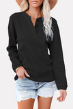 lutaotie Solid Buckle O Neck Tops