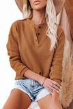 lutaotie Solid Buckle O Neck Tops