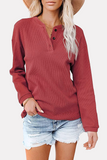 lutaotie Solid Buckle O Neck Tops