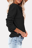 lutaotie Solid Buckle O Neck Tops