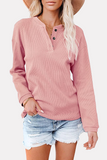 lutaotie Solid Buckle O Neck Tops