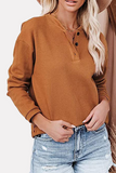 lutaotie Solid Buckle O Neck Tops