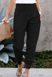 Lutaotie Casual Solid Pocket Capris High Waist Pencil Solid Color Bottoms