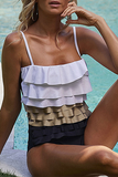 Lutaotie Vacation Patchwork Flounce Contrast Swimwears