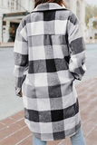 lutaotie Casual Plaid Pocket Buckle Turndown Collar Outerwear