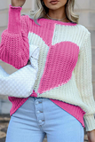 Lutaotie Casual Patchwork  Contrast O Neck Tops Sweater