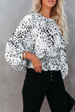 Lutaotie Elegant Leopard Patchwork Fold O Neck Blouses