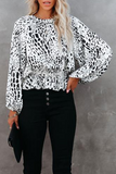 Lutaotie Elegant Leopard Patchwork Fold O Neck Blouses