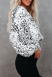 Lutaotie Elegant Leopard Patchwork Fold O Neck Blouses