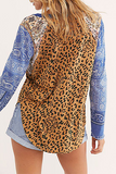 Lutaotie Casual Leopard Patchwork V Neck Tops