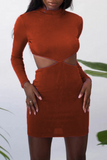 Lutaotie Sexy Solid Hollowed Out Half A Turtleneck Pencil Skirt Dresses(8 Colors)