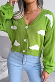 Lutaotie Casual Patchwork Buckle  Contrast V Neck Tops Sweater