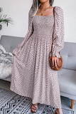 Lutaotie Elegant Print Flounce Fold Square Collar Dresses