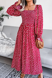 Lutaotie Elegant Print Flounce Fold Square Collar Dresses