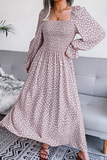 Lutaotie Elegant Print Flounce Fold Square Collar Dresses