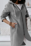 lutaotie Casual Solid Draw String Zipper Hooded Collar Outerwear(8 colors)