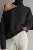 Lutaotie Casual Solid Hollowed Out Patchwork Turtleneck Tops Sweater