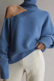 Lutaotie Casual Solid Hollowed Out Patchwork Turtleneck Tops Sweater