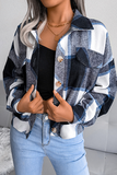 lutaotie Casual Plaid Patchwork Buckle Turndown Collar Outerwear(3 Colors)