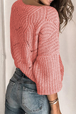 Lutaotie Casual Solid Hollowed Out Patchwork O Neck Sweaters(5 Colors)