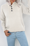 Lutaotie Casual Solid Split Joint Buckle Tops Sweater