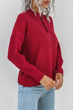 Lutaotie Casual Solid Split Joint Buckle Tops Sweater