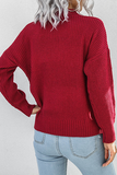 Lutaotie Casual Solid Split Joint Buckle Tops Sweater