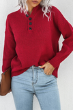 Lutaotie Casual Solid Split Joint Buckle Tops Sweater