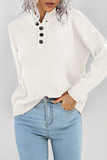 Lutaotie Casual Solid Split Joint Buckle Tops Sweater