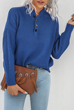 Lutaotie Casual Solid Split Joint Buckle Tops Sweater