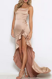 Lutaotie Elegant Solid Flounce Slit Evening Dress Dresses