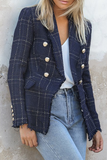 lutaotie Casual Plaid Patchwork Buckle Turndown Collar Outerwear(4 colors)