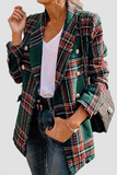 lutaotie Casual Plaid Patchwork Buckle Turndown Collar Outerwear(4 colors)