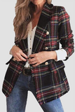 lutaotie Casual Plaid Patchwork Buckle Turndown Collar Outerwear(4 colors)