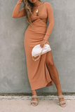 Lutaotie Elegant Solid Hollowed Out Slit V Neck Pencil Skirt Dresses