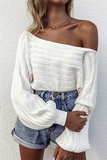 Lutaotie Casual Solid Hollowed Out Split Joint Off the Shoulder Tops Sweater