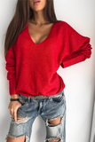 Lutaotie Casual Solid Basic V Neck Tops Sweater(4 Colors)