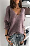 Lutaotie Casual Solid Basic V Neck Tops Sweater(4 Colors)