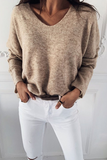 Lutaotie Casual Solid Basic V Neck Tops Sweater(4 Colors)