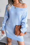 Lutaotie Casual The stars Draw String  Contrast Off the Shoulder Pencil Skirt Dresses Sweater