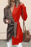 lutaotie Casual Elegant Leopard Patchwork Strap Design V Neck Outerwear