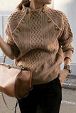 Lutaotie Casual Solid Patchwork Buckle Half A Turtleneck Sweaters