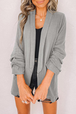 lutaotie Casual Elegant Solid Patchwork Pocket Turndown Collar Outerwear